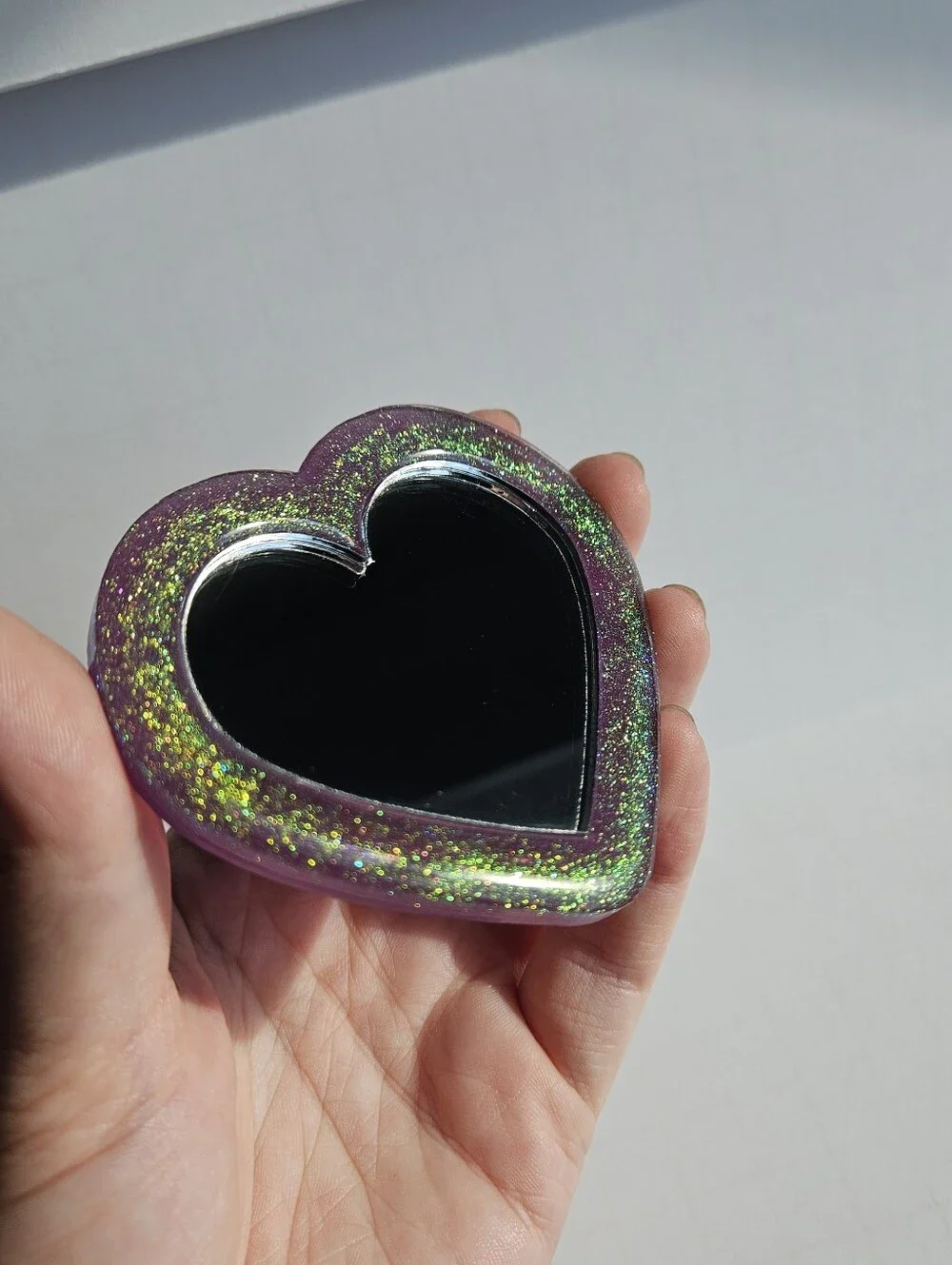 Handmade Purple Heart Pocket Resin Mirror Bridgerton Coquette Girly Vibes